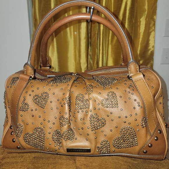 Burberry Handbags - RARE BROWN BURBERRY Studded Heart Bag Brown Leather
